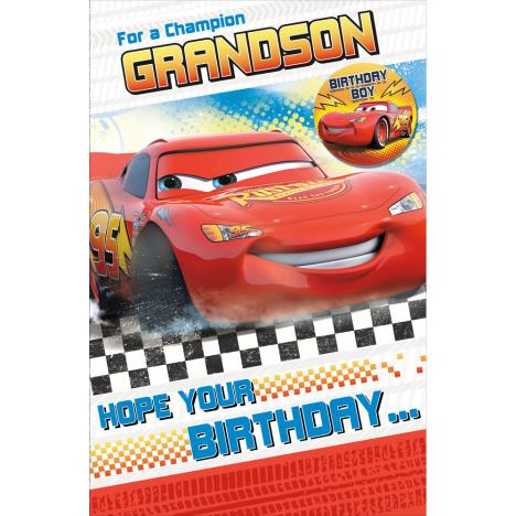 Champion Grandson Disney Cars Birthday Card With Badge £2.99